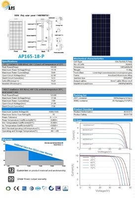 18V Polycrystalline photovoltaic module 36Cell Poly150W,155W,160W,165W,170W,175W,180W,185W solar panel aluminium frame