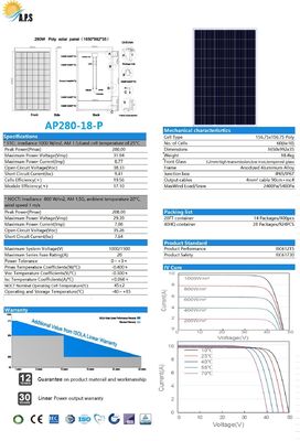 60 Cell 30V Polycrystalline  Poly260W,265W, 270W,275W,280W,285W,290W,295W,300W,305W,310W solar panel photovoltaic module