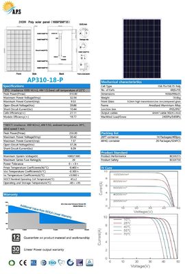 Solar Panel Photovoltaic Module 60 Cell 30V Polycrystalline  Poly260W,265W, 270W,275W,280W,285W,290W,295W,300W,305W,310W