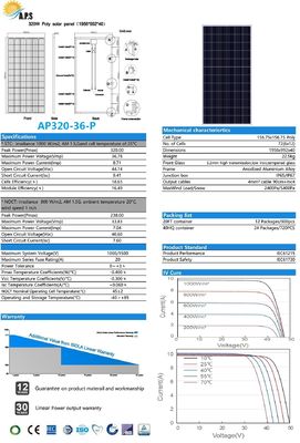 72 Cell 36V solar panel photovoltaic module Polycrystalline  Poly 310W,315W,320W,325W,330W,335W, 340W  Solar Power