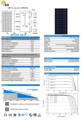 Solar Panel Photovoltaic Module Polycrystalline  72Cell 36V   Poly 310W,315W,320W,325W,330W,335W, 340W  Solar Power