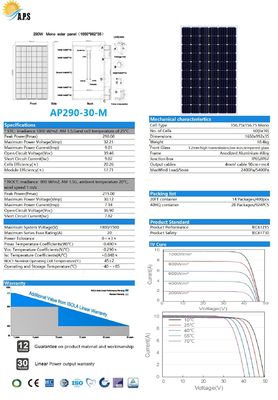 Solar Power Panel Solar Kit, Solar Panel 30V 60 Cells. 290W,295W,300W Monocrystalline Module Solar Photovoltaic Module