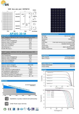 Monocrystalline Module Solar Photovoltaic Module   30V 60 Cells 305W,310W,310W Solar Power Panel Solar Kit, Solar Panel