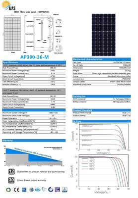 Solar Kit,Monocrystalline Module 36V 72 Cell,Mono 365W,370W,375W,380W  Solar Photovoltaic Module, Solar Power Station
