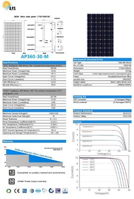 340W, 345W,360W 30V 60 Cell 166x166 Solar Kit, Monocrystalline Module,Solar Photovoltaic Module, Solar Panel