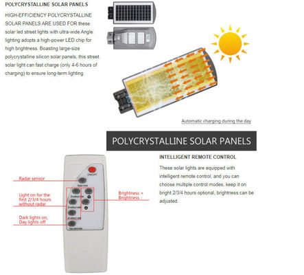 High Brightness And Long Working Time  IP65 Waterproof  All In One Solar Street Lamp 20W40W 60W CE RoHS