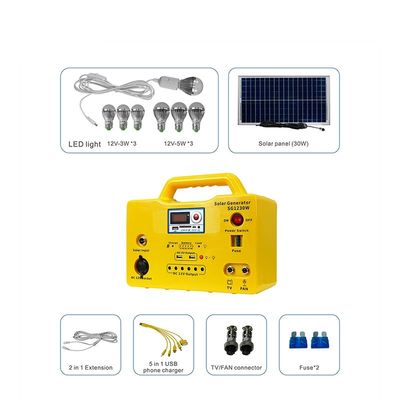 30W Solar Lighting Kit Phone Power Charging FM Radio MP3 Player Portable Solar Generator SG1230