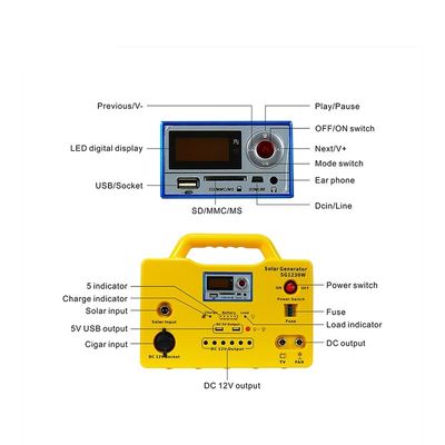 30W Solar Lighting Kit Phone Power Charging FM Radio MP3 Player Portable Solar Generator SG1230