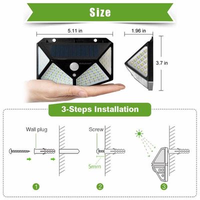 Waterproof 4 Sides Outdoor Solar Lamp Wall Light PIR Solar Led Sensor Light Solar Motion Sensor Wall Light 100LED