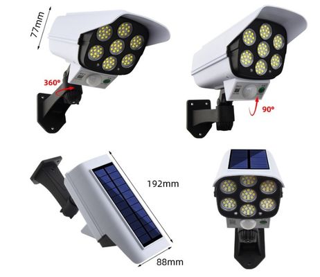 Door Sensor 77 LED Simulation Monitoring Security Lighting Solar Motion Sensor Simulation Camera Solar Wall Lamp