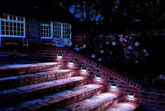 IP65 Waterproof Outdoor Power Motion Sensor Steps Square Waterproof Solar Garden Staircase Lights Wall Lamps