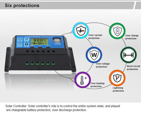 12v 24v  10A 20A 30A 40A 50A 60A LCD PWM Solar Controller Solar Charger Solar Regulator With Dual USB Port