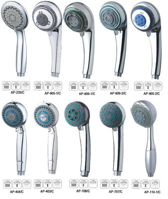 Chrome Plated ABS Head Shower Head, 8 Modes Water Flow Spray Classical Style  European Market