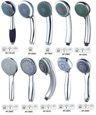 Chrome Plated ABS Head Shower Head, 8 Modes Water Flow Spray Classical Style  European Market