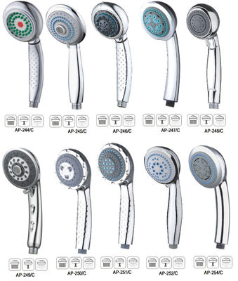 Chrome Plated ABS Head Shower Head, 8 Modes Water Flow Spray Classical Style  European Market