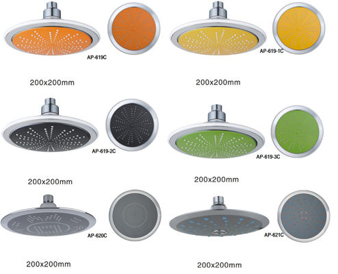 200 Diameter Abs Plastic Rainfall High Pressure Round Shower Head Fixed Mount Brass Swivel Ball Adjustable