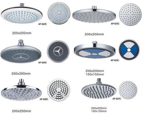 200 Diameter Abs Plastic Rainfall High Pressure Round Shower Head Fixed Mount Brass Swivel Ball Adjustable